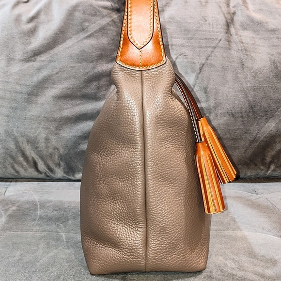 DOONEY & BOURKE PAIGE SAC PEBBLED LEATHER TASSLED HOBO BAG IN ELEPHANT BNWOT - Picture 5 of 16